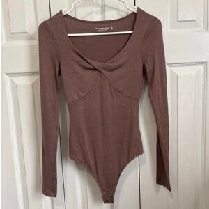 Abercrombie brown long sleeve Soft A&F Bodysuit XS